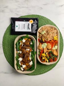 meals in tubs with protein sachet