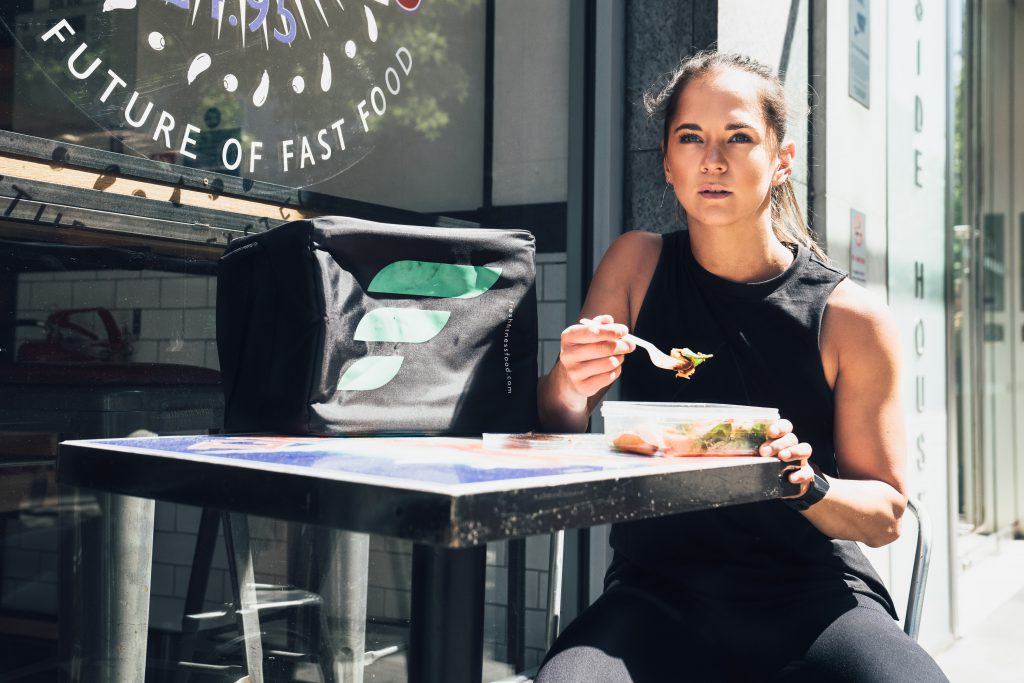 Woman Eating Fresh Fitness Food